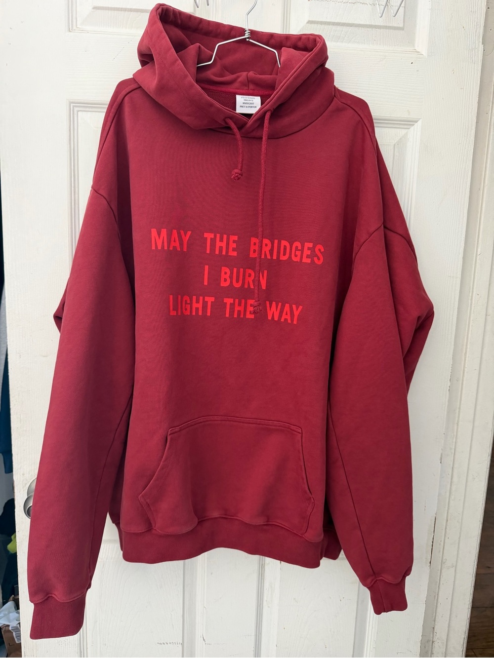 Vetements FW17 “May The Bridges I Burn LightThe Way” Burgundy Oversized Large